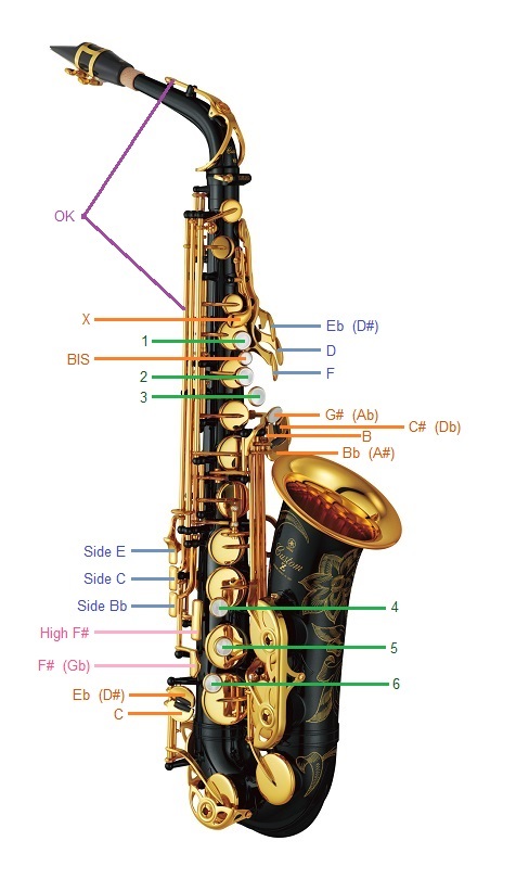 alto saxophone altissimo finger chart